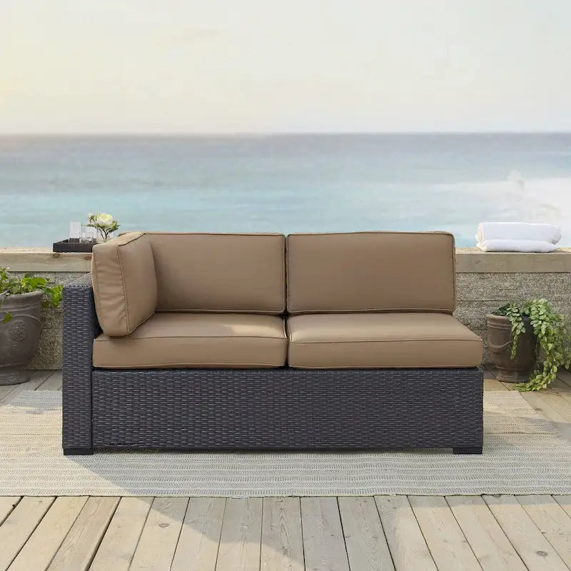 Crosley Biscayne Loveseat With Int. Arm with White Cushions
