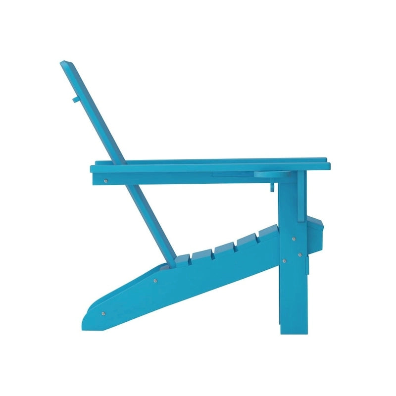 Set of 2 Commercial All-Weather Adirondack Chairs with Cupholders
