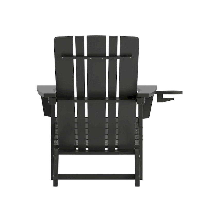 Set of 2 Commercial All-Weather Adirondack Chairs with Cupholders