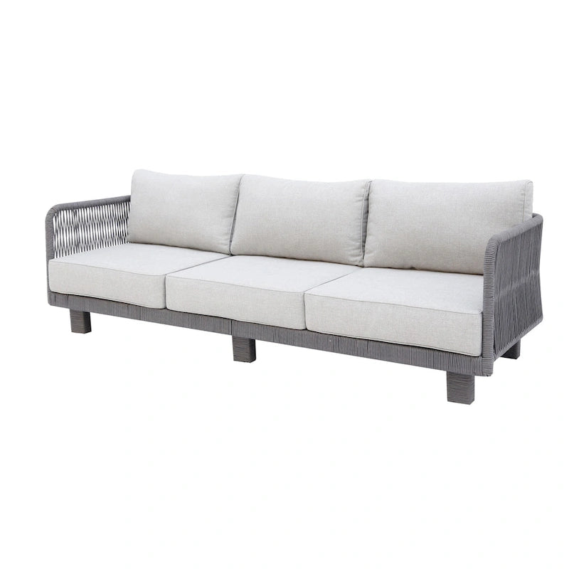 Cancun Aluminum Sofa with Silver Cushion