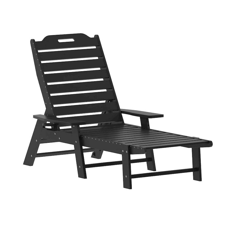 Outdoor Adjustable Lounge Chair with Cupholder