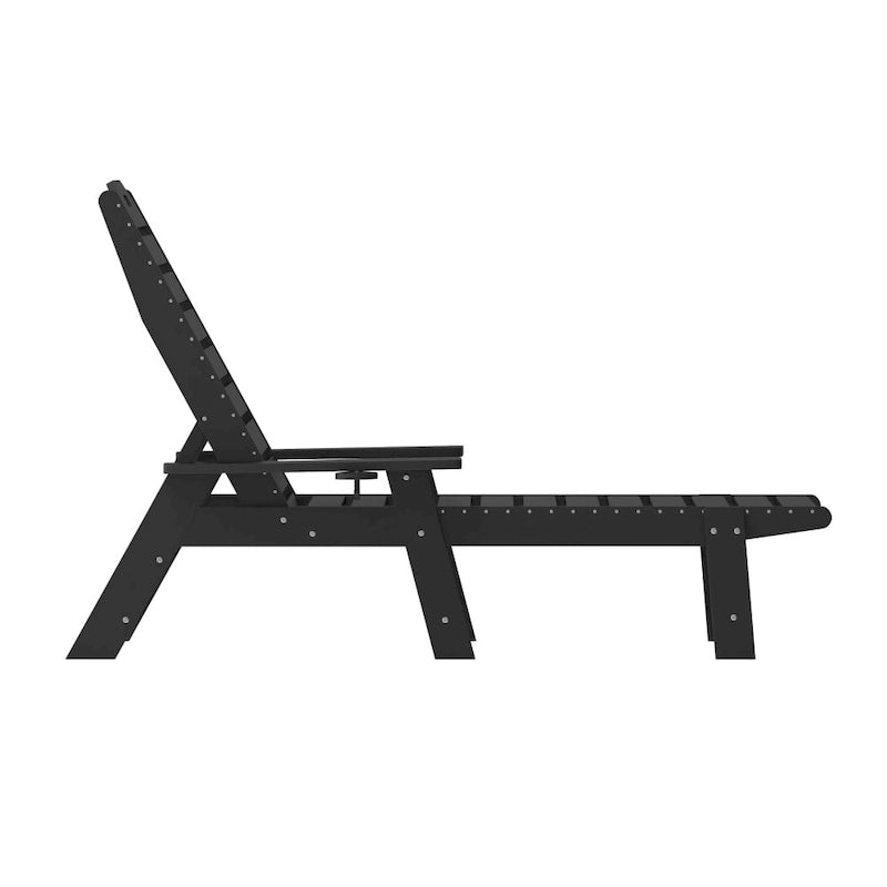 Outdoor Adjustable Lounge Chair with Cupholder