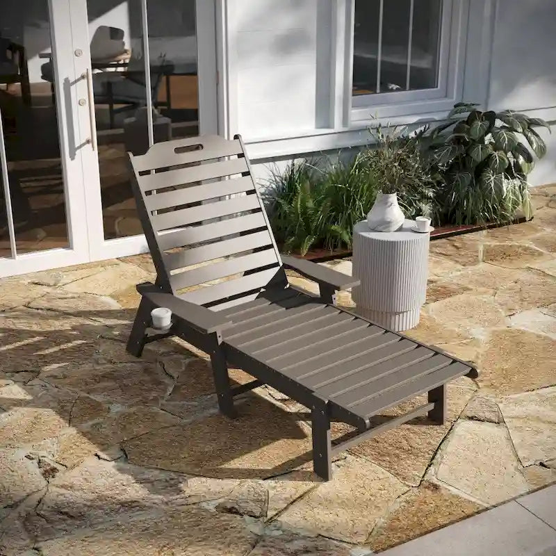 Outdoor Adjustable Lounge Chair with Cupholder