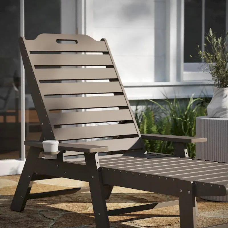 Outdoor Adjustable Lounge Chair with Cupholder