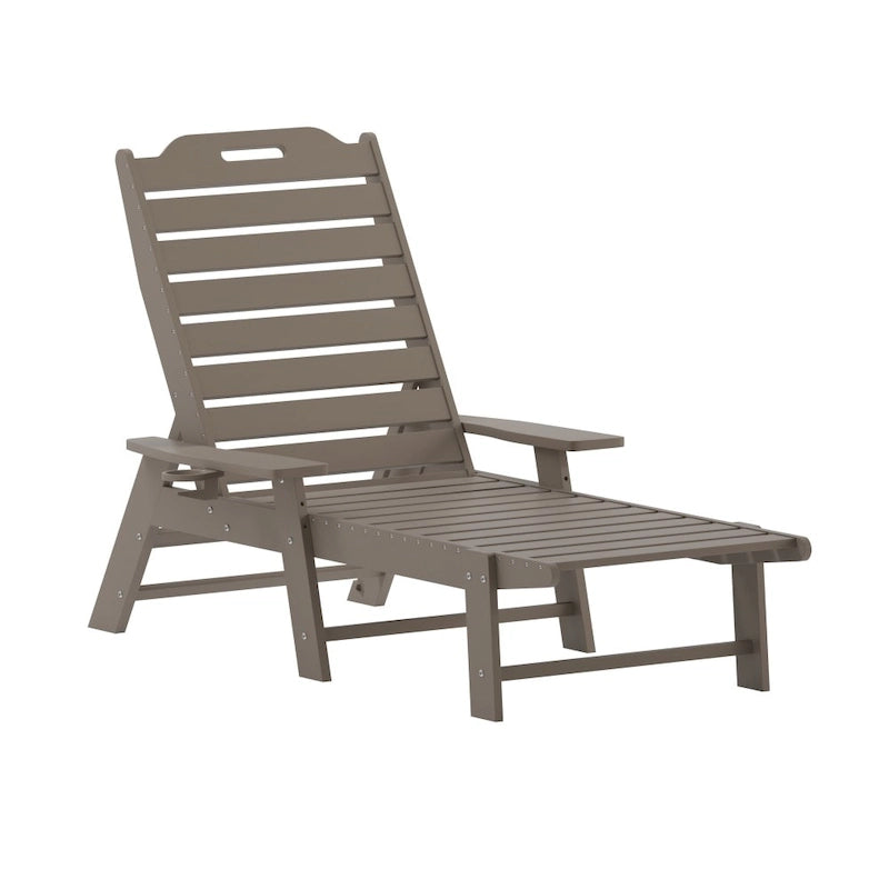Outdoor Adjustable Lounge Chair with Cupholder
