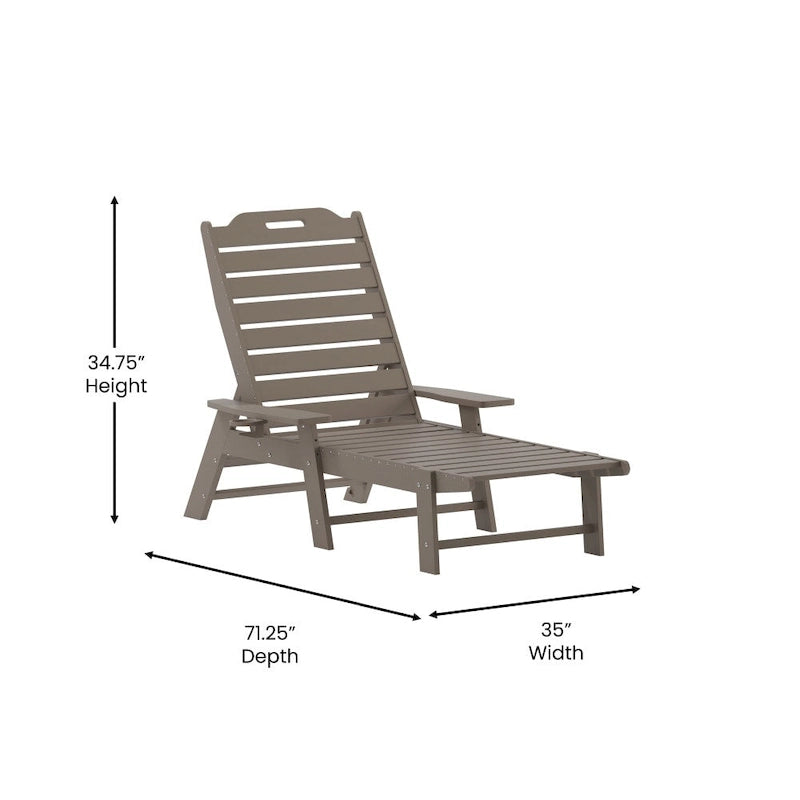 Outdoor Adjustable Lounge Chair with Cupholder