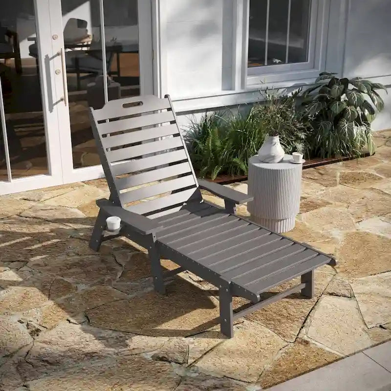 Outdoor Adjustable Lounge Chair with Cupholder