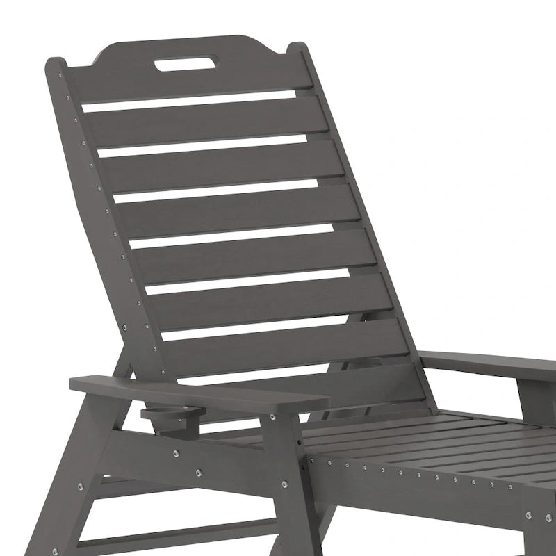 Outdoor Adjustable Lounge Chair with Cupholder