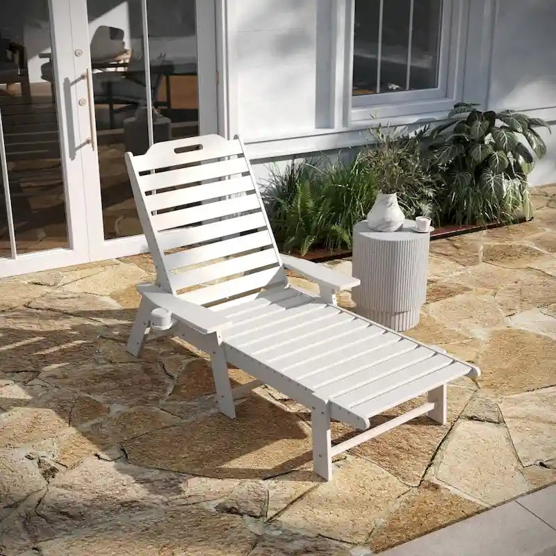 Outdoor Adjustable Lounge Chair with Cupholder