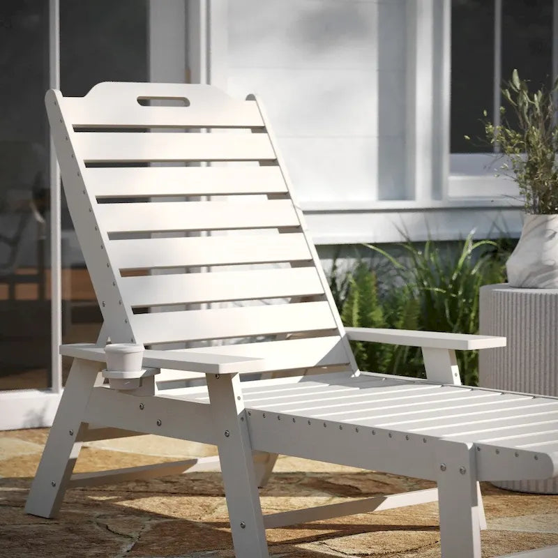 Outdoor Adjustable Lounge Chair with Cupholder