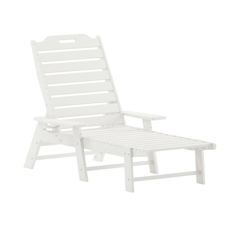 Outdoor Adjustable Lounge Chair with Cupholder