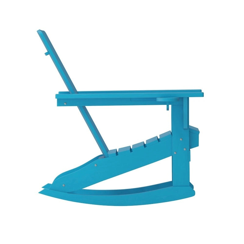 All-Weather Rocking Adirondack Chair with Swiveling Cupholder