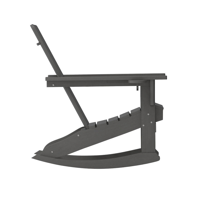 All-Weather Rocking Adirondack Chair with Swiveling Cupholder