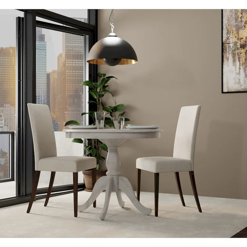 Round Pedestal Dining Table – Whitewash / Natural Driftwood