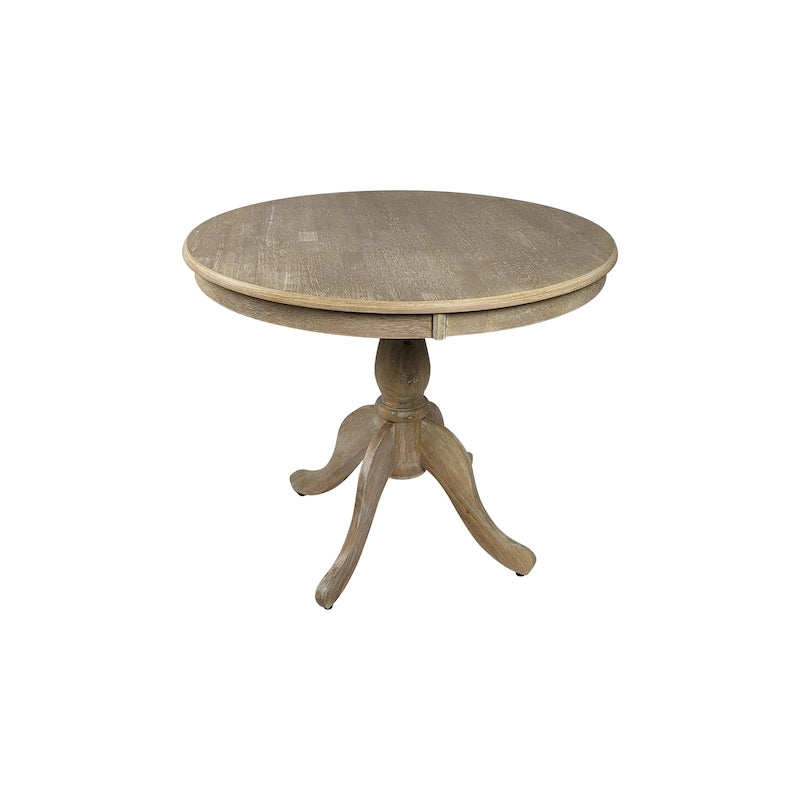 Round Pedestal Dining Table – Whitewash / Natural Driftwood
