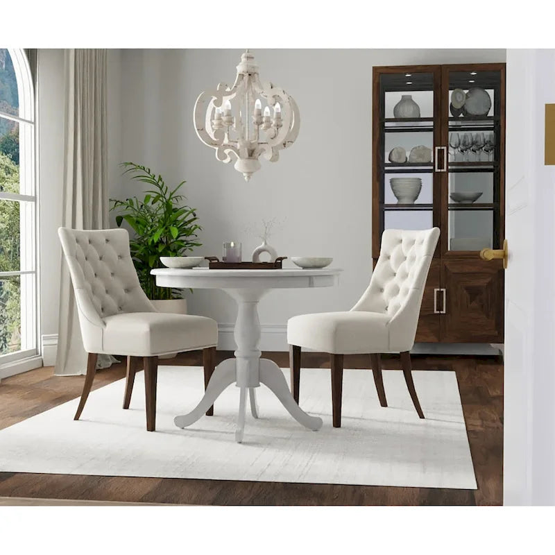 Round Pedestal Dining Table – Whitewash / Natural Driftwood