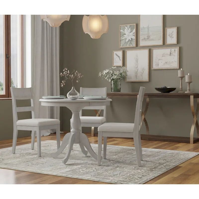 Round Pedestal Dining Table – Whitewash / Natural Driftwood