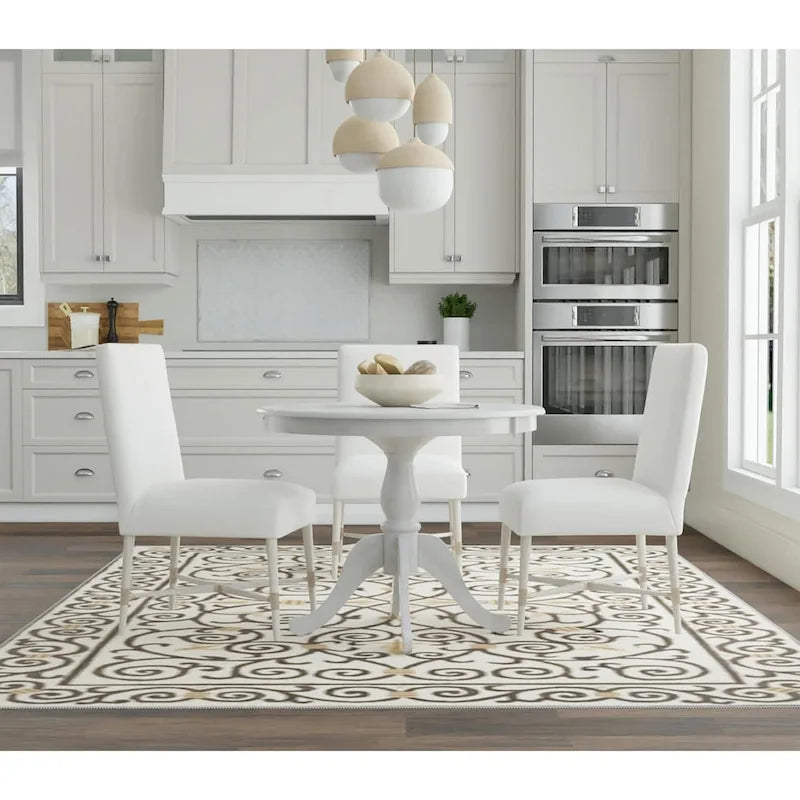 Round Pedestal Dining Table – Whitewash / Natural Driftwood