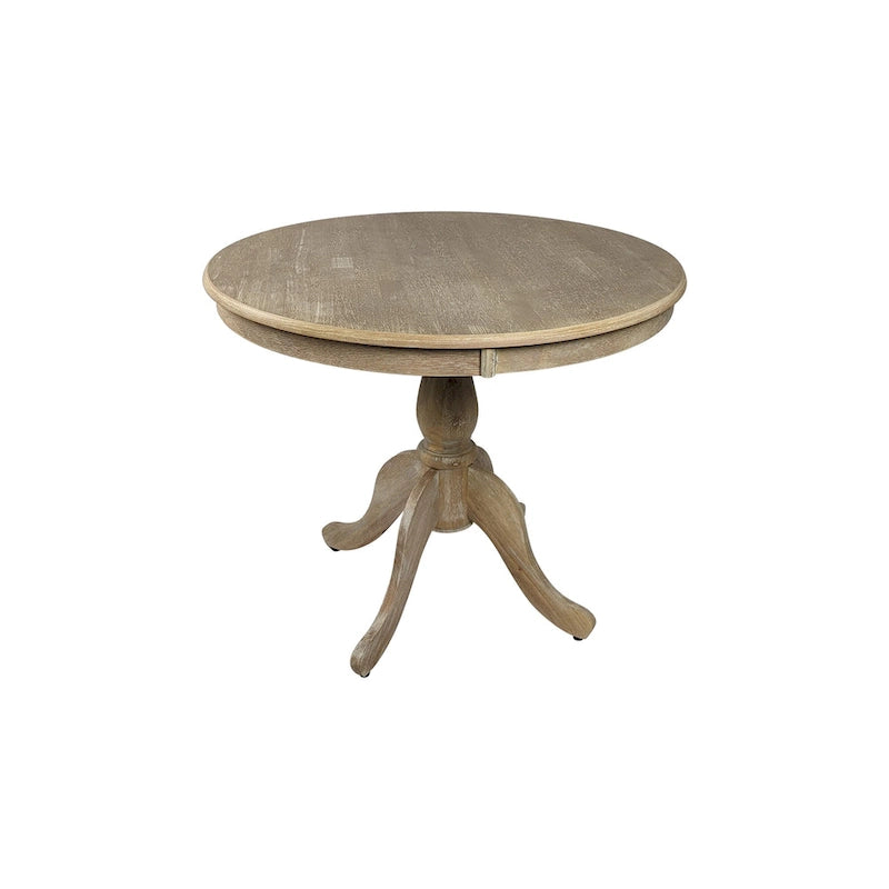 Round Pedestal Dining Table – Whitewash / Natural Driftwood