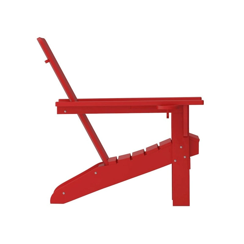 Set of 4 Commercial All-Weather Adirondack Chairs with Cupholders