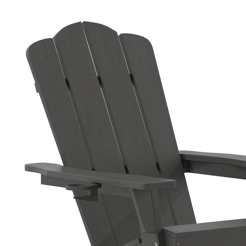 Commercial All-Weather Rocking Adirondack Chair with Swiveling Cupholder