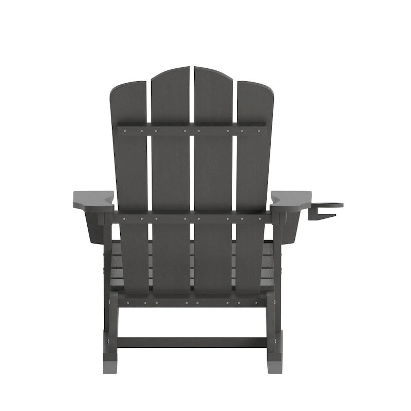 Commercial All-Weather Rocking Adirondack Chair with Swiveling Cupholder
