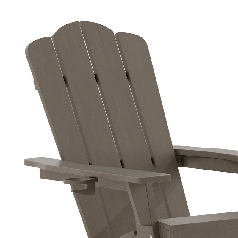 Commercial All-Weather Rocking Adirondack Chair with Swiveling Cupholder