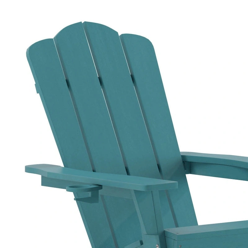 Commercial All-Weather Rocking Adirondack Chair with Swiveling Cupholder