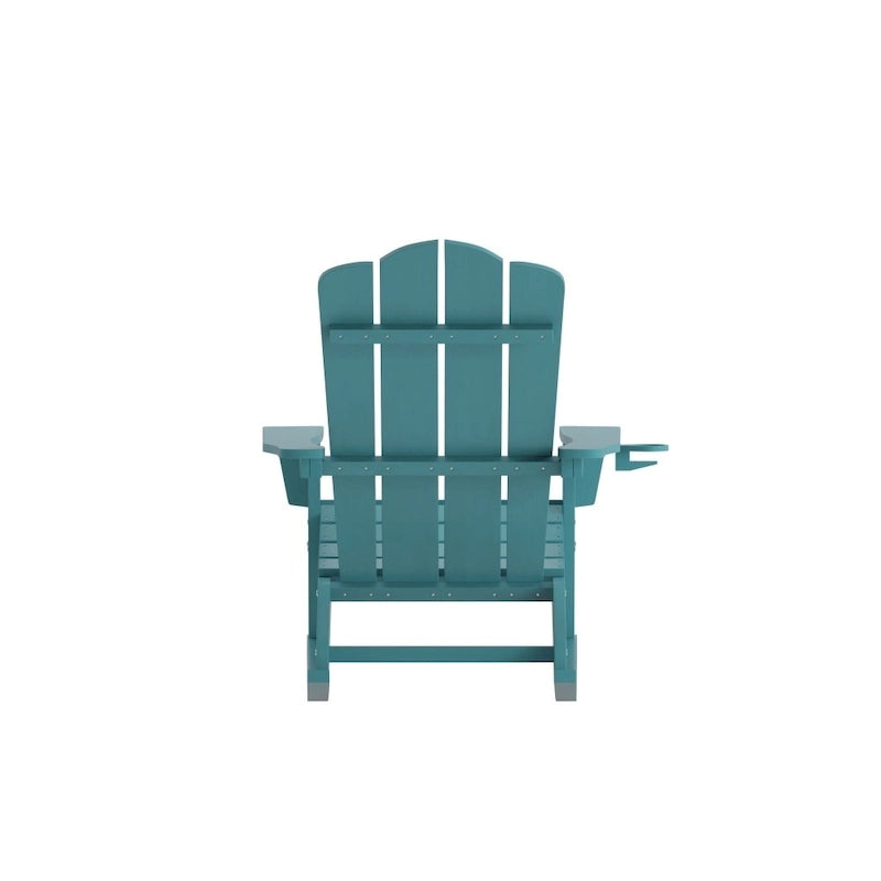 Commercial All-Weather Rocking Adirondack Chair with Swiveling Cupholder