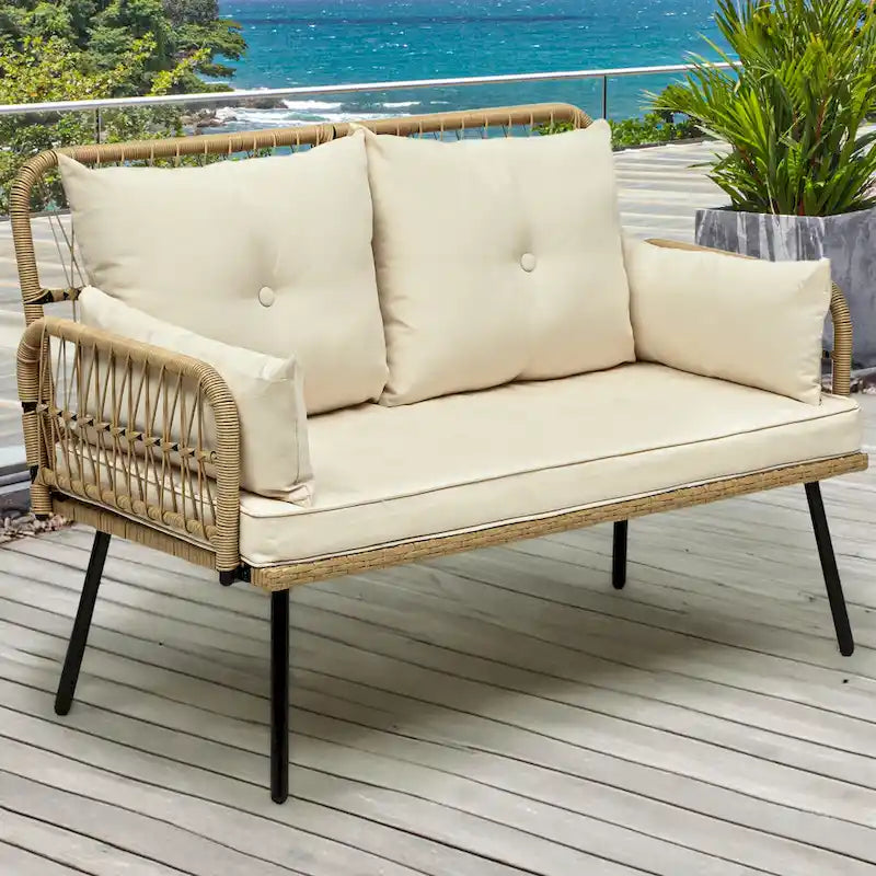 Moasis Outdoor Wicker Loveseat - L 45  x W 22  x H31