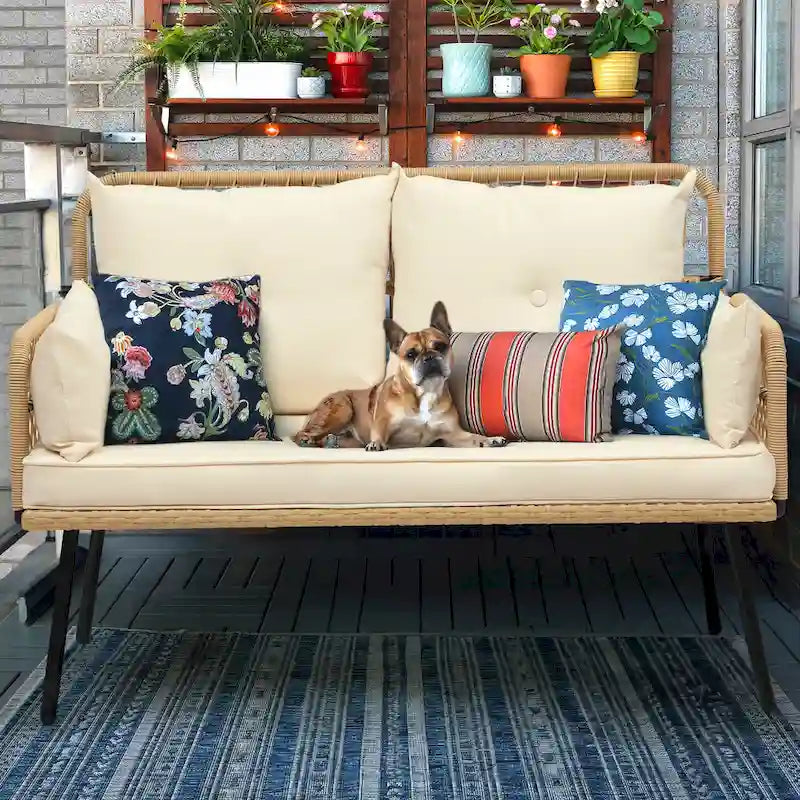 Moasis Outdoor Wicker Loveseat - L 45  x W 22  x H31