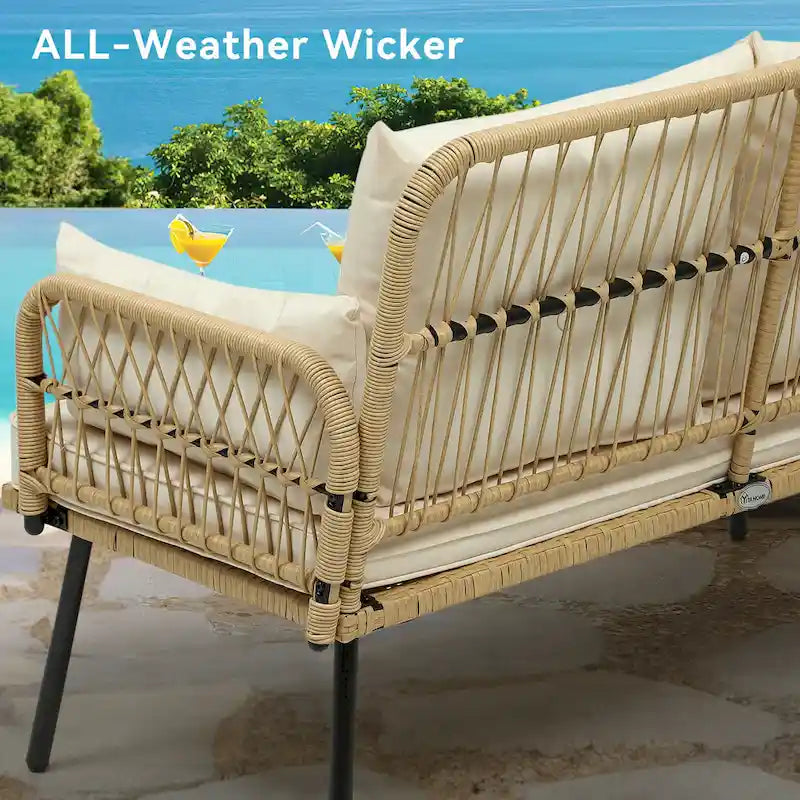 Moasis Outdoor Wicker Loveseat - L 45  x W 22  x H31