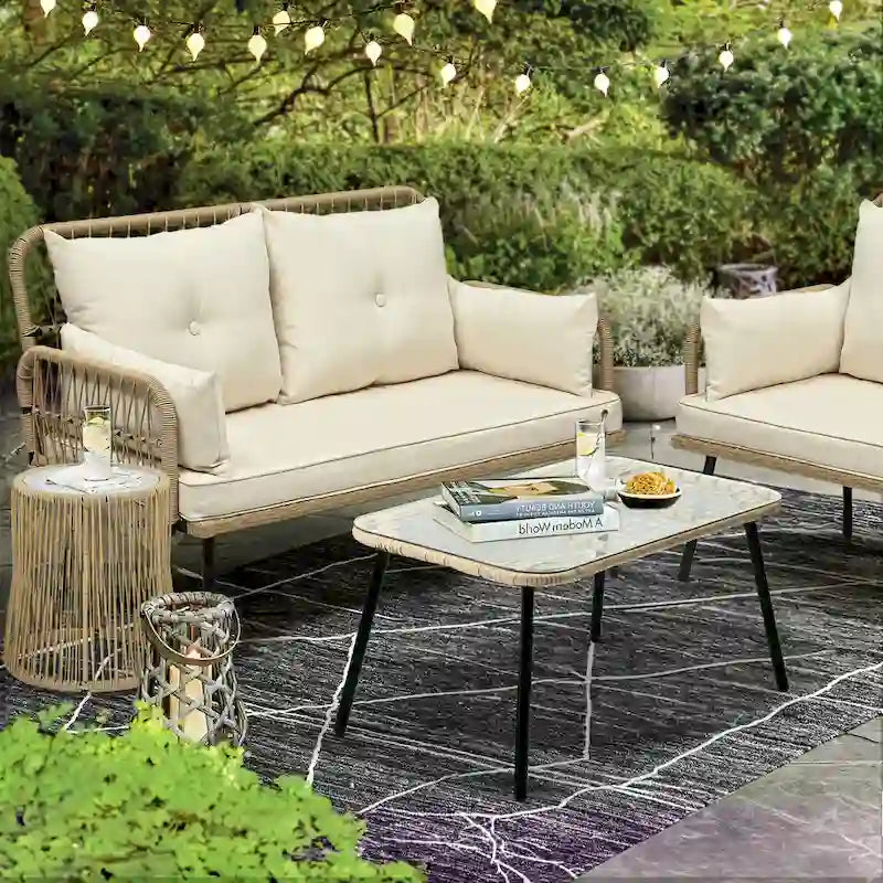 Moasis Outdoor Wicker Loveseat - L 45  x W 22  x H31