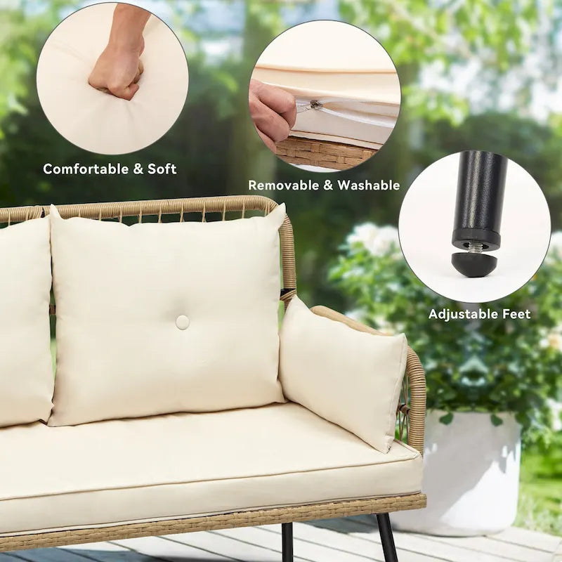 Moasis Outdoor Wicker Loveseat - L 45  x W 22  x H31