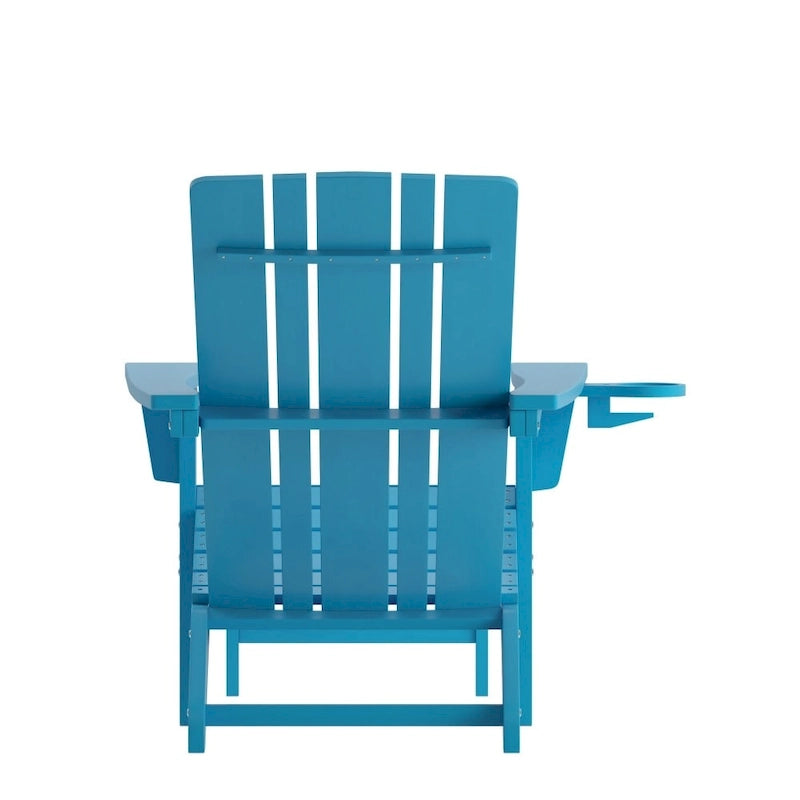 Commercial All-Weather Adirondack Chair with Pullout Ottoman & Cupholder