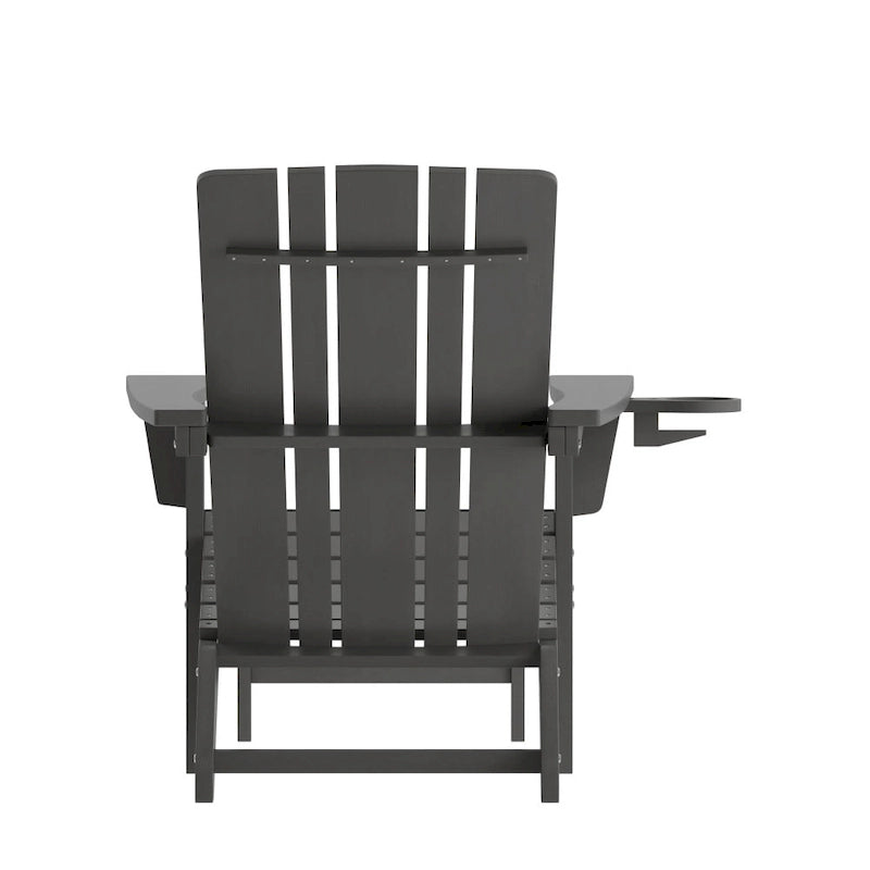 Commercial All-Weather Adirondack Chair with Pullout Ottoman & Cupholder