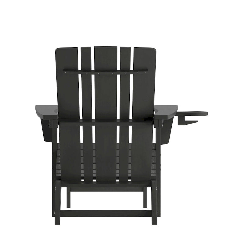 Commercial All-Weather Adirondack Chair with Pullout Ottoman & Cupholder