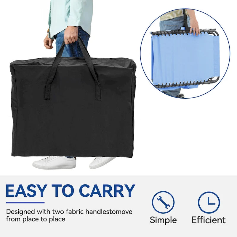 74.8' terrace recliner, portable recliner lounge folding, with headrest and handbag(Set of 2)