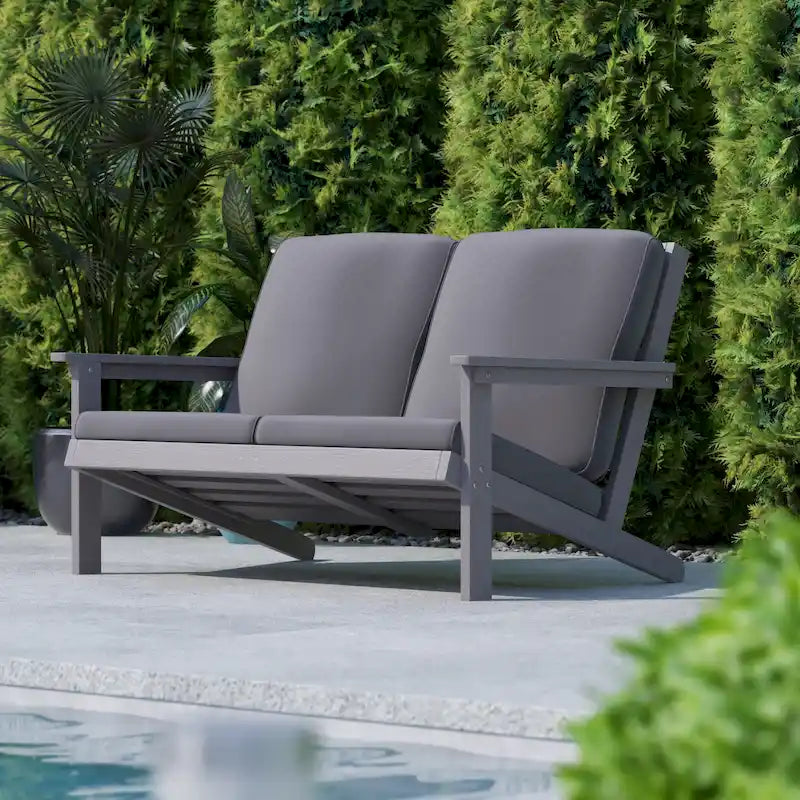 All-Weather Poly Resin Adirondack Loveseat & Cushions
