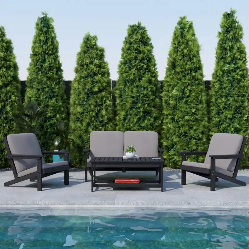 All-Weather Poly Resin Adirondack Loveseat & Cushions