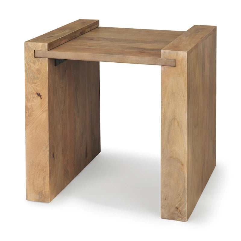 Solid Wood Square Accent Table – Light Brown