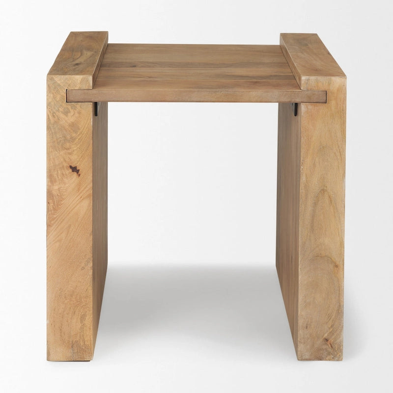 Solid Wood Square Accent Table – Light Brown
