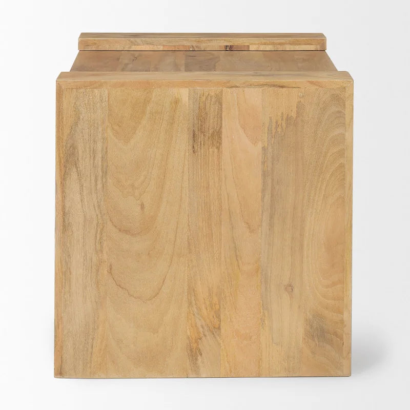 Solid Wood Square Accent Table – Light Brown