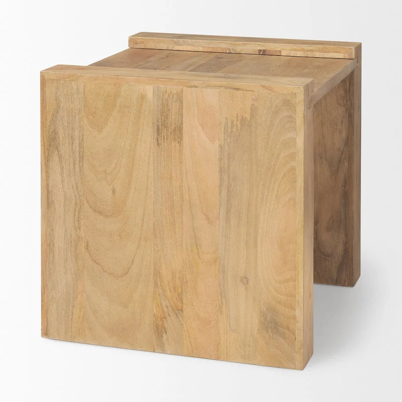 Solid Wood Square Accent Table – Light Brown