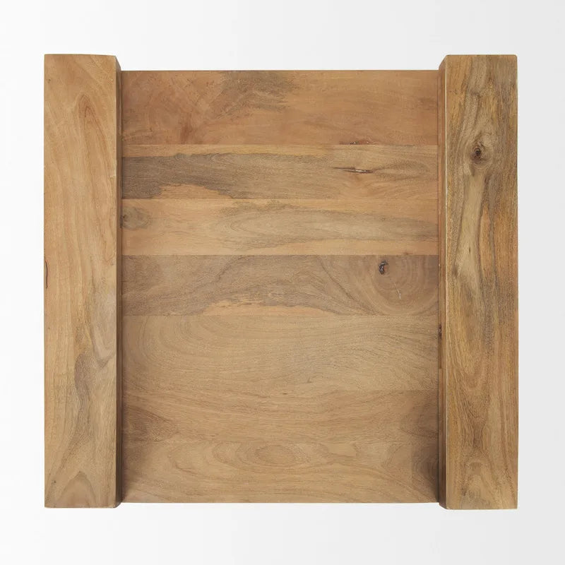 Solid Wood Square Accent Table – Light Brown