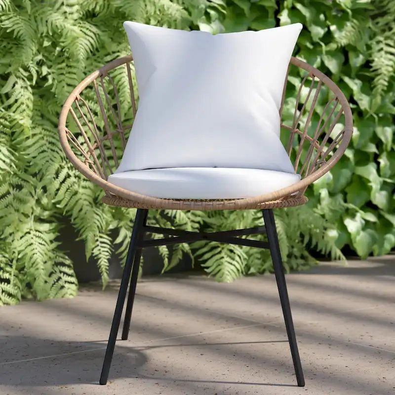 Indoor/Outdoor Boho Rattan Rope Chairs with Back & Seat Cushions