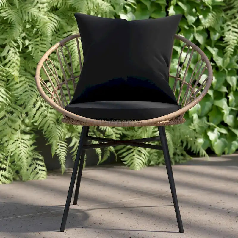 Indoor/Outdoor Boho Rattan Rope Chairs with Back & Seat Cushions