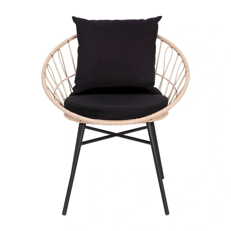 Indoor/Outdoor Boho Rattan Rope Chairs with Back & Seat Cushions