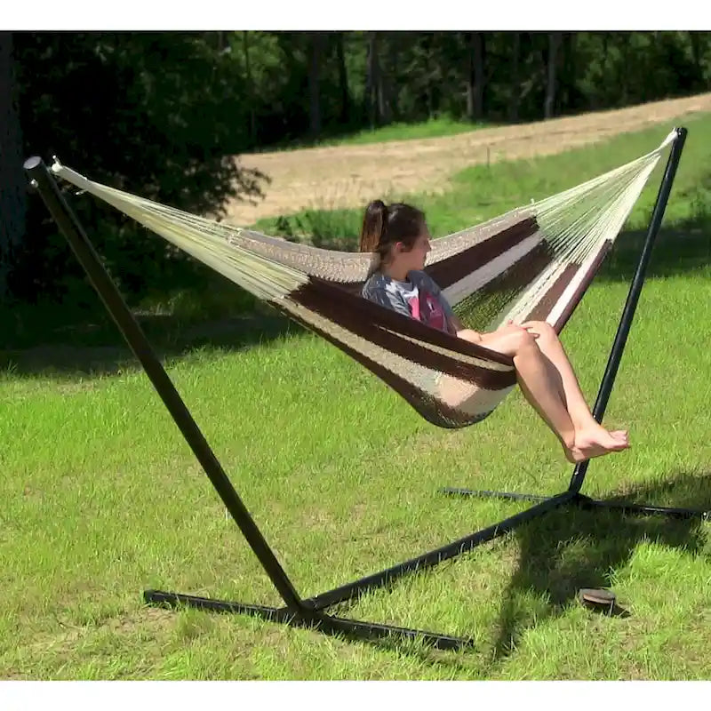 Sunnydaze XXL Thick Cord Mayan Hammock & Hammock Stand