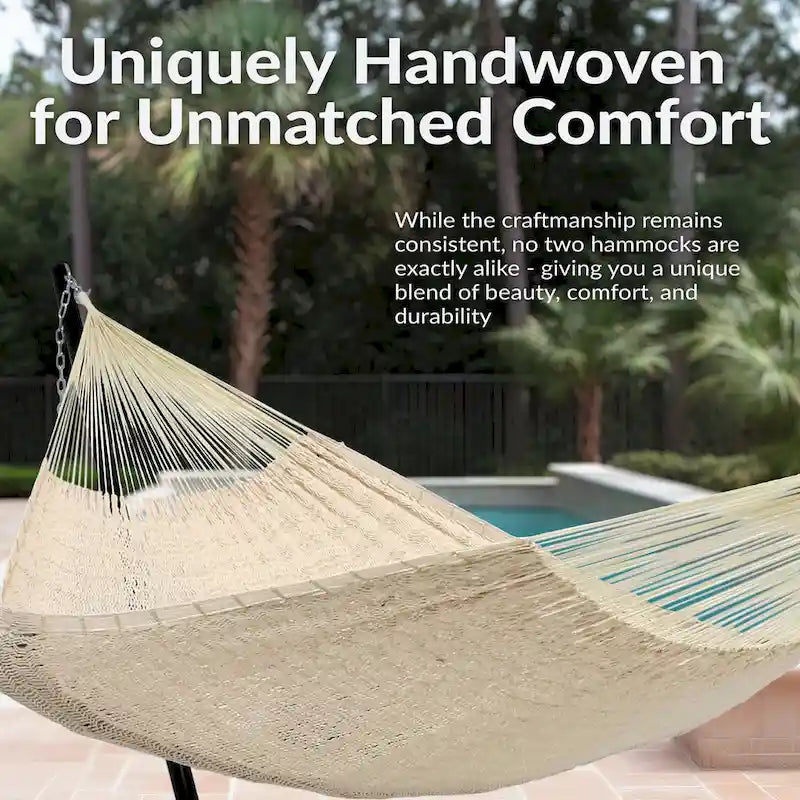 Sunnydaze XXL Thick Cord Mayan Hammock & Hammock Stand
